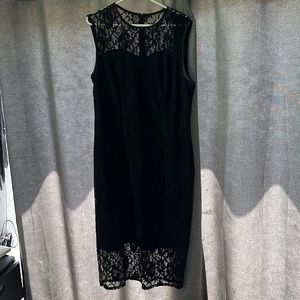 Black lace cocktail dress zippered back